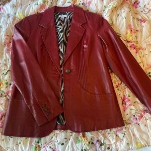 D&Co Vintage Red Genuine Leather Blazer
